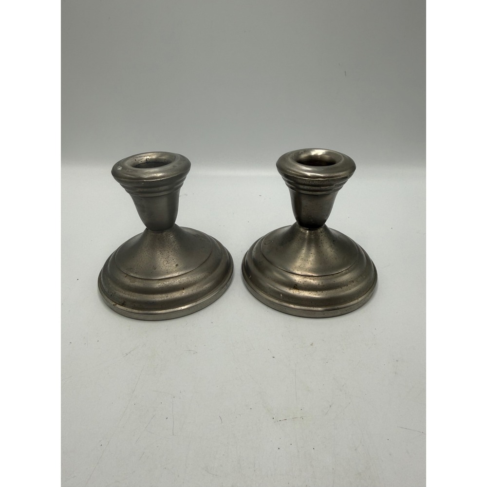 Vintage FB Rogers Provincetown Pewterlite Candlestick Holders Pair Taunton Mass